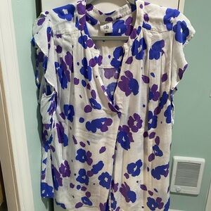 CAbi Purple and White Floral Blouse